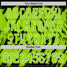 Загрузить изображение в средство просмотра галереи, Custom Black Neon Green-White Abstract Sharp Shape Fragment 3D Pattern Design Bomber Full-Snap Varsity Letterman Hoodie Jacket
