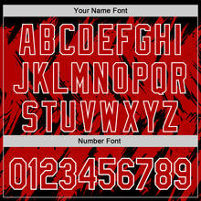 Загрузить изображение в средство просмотра галереи, Custom Black Red-White Abstract Sharp Shape Fragment 3D Pattern Design Bomber Full-Snap Varsity Letterman Hoodie Jacket
