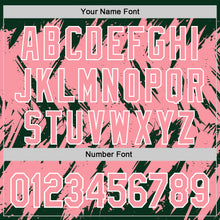 Загрузить изображение в средство просмотра галереи, Custom Green Medium Pink-White Abstract Sharp Shape Fragment 3D Pattern Design Bomber Full-Snap Varsity Letterman Hoodie Jacket
