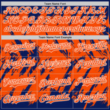 Laden Sie das Bild in den Galerie-Viewer, Custom Royal Orange-White Abstract Sharp Shape Fragment 3D Pattern Design Bomber Full-Snap Varsity Letterman Hoodie Jacket
