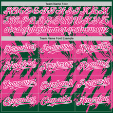 Laden Sie das Bild in den Galerie-Viewer, Custom Kelly Green Pink-White Abstract Sharp Shape Fragment 3D Pattern Design Bomber Full-Snap Varsity Letterman Hoodie Jacket
