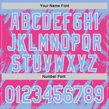 Charger l'image dans la galerie, Custom Light Blue Pink-White Abstract Sharp Shape Fragment 3D Pattern Design Bomber Full-Snap Varsity Letterman Hoodie Jacket
