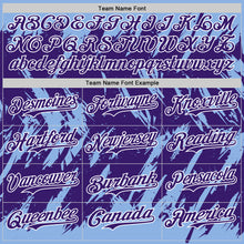 Load image into Gallery viewer, Custom Light Blue Purple-White Abstract Sharp Shape Fragment 3D Pattern Design Bomber Full-Snap Varsity Letterman Hoodie Jacket
