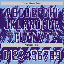 Load image into Gallery viewer, Custom Light Blue Purple-White Abstract Sharp Shape Fragment 3D Pattern Design Bomber Full-Snap Varsity Letterman Hoodie Jacket
