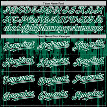 Charger l'image dans la galerie, Custom Black Kelly Green-White Dripping Splatter 3D Pattern Design Bomber Full-Snap Varsity Letterman Hoodie Jacket
