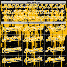 Charger l'image dans la galerie, Custom Black Gold-White Dripping Splatter 3D Pattern Design Bomber Full-Snap Varsity Letterman Hoodie Jacket
