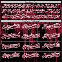 Загрузить изображение в средство просмотра галереи, Custom Black Crimson-White Dripping Splatter 3D Pattern Design Bomber Full-Snap Varsity Letterman Hoodie Jacket
