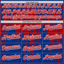 Загрузить изображение в средство просмотра галереи, Custom Royal Red-White Dripping Splatter 3D Pattern Design Bomber Full-Snap Varsity Letterman Hoodie Jacket
