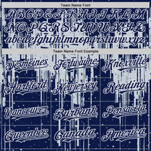 Load image into Gallery viewer, Custom Navy Silver-White Dripping Splatter 3D Pattern Design Bomber Full-Snap Varsity Letterman Hoodie Jacket
