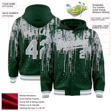 Загрузить изображение в средство просмотра галереи, Custom Green Gray-White Dripping Splatter 3D Pattern Design Bomber Full-Snap Varsity Letterman Hoodie Jacket
