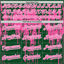 Загрузить изображение в средство просмотра галереи, Custom Green Pink-White Dripping Splatter 3D Pattern Design Bomber Full-Snap Varsity Letterman Hoodie Jacket
