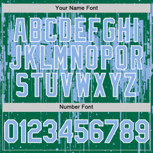 Загрузить изображение в средство просмотра галереи, Custom Kelly Green Light Blue-White Dripping Splatter 3D Pattern Design Bomber Full-Snap Varsity Letterman Hoodie Jacket
