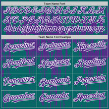Загрузить изображение в средство просмотра галереи, Custom Teal Purple-White Dripping Splatter 3D Pattern Design Bomber Full-Snap Varsity Letterman Hoodie Jacket

