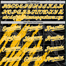 Загрузить изображение в средство просмотра галереи, Custom Black Gold-White Splash 3D Pattern Design Bomber Full-Snap Varsity Letterman Hoodie Jacket
