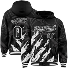 Загрузить изображение в средство просмотра галереи, Custom Black White Splash 3D Pattern Design Bomber Full-Snap Varsity Letterman Hoodie Jacket
