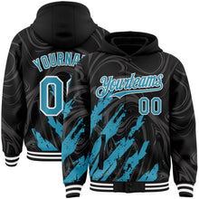 Загрузить изображение в средство просмотра галереи, Custom Black Panther Blue-White Splash 3D Pattern Design Bomber Full-Snap Varsity Letterman Hoodie Jacket
