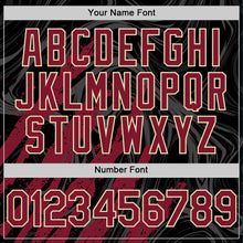 Загрузить изображение в средство просмотра галереи, Custom Black Crimson-Cream Splash 3D Pattern Design Bomber Full-Snap Varsity Letterman Hoodie Jacket
