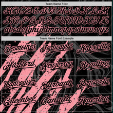 Загрузить изображение в средство просмотра галереи, Custom Black Medium Pink-White Splash 3D Pattern Design Bomber Full-Snap Varsity Letterman Hoodie Jacket
