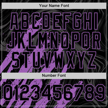 Загрузить изображение в средство просмотра галереи, Custom Black Medium Purple-White Splash 3D Pattern Design Bomber Full-Snap Varsity Letterman Hoodie Jacket
