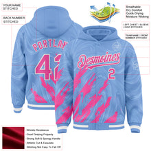 Загрузить изображение в средство просмотра галереи, Custom Light Blue Pink-White Splash 3D Pattern Design Bomber Full-Snap Varsity Letterman Hoodie Jacket
