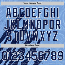 Загрузить изображение в средство просмотра галереи, Custom Light Blue Navy-White Splash 3D Pattern Design Bomber Full-Snap Varsity Letterman Hoodie Jacket
