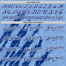 Загрузить изображение в средство просмотра галереи, Custom Light Blue Royal-White Splash 3D Pattern Design Bomber Full-Snap Varsity Letterman Hoodie Jacket
