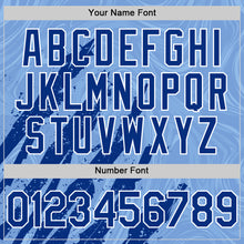 Загрузить изображение в средство просмотра галереи, Custom Light Blue Royal-White Splash 3D Pattern Design Bomber Full-Snap Varsity Letterman Hoodie Jacket
