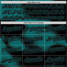 Загрузить изображение в средство просмотра галереи, Custom Black Teal Abstract Color Blocks Fragment 3D Pattern Design Bomber Full-Snap Varsity Letterman Hoodie Jacket
