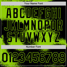 Загрузить изображение в средство просмотра галереи, Custom Black Neon Green Abstract Color Blocks Fragment 3D Pattern Design Bomber Full-Snap Varsity Letterman Hoodie Jacket
