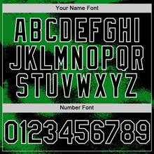 Загрузить изображение в средство просмотра галереи, Custom Black Grass Green-White Abstract Color Blocks Fragment 3D Pattern Design Bomber Full-Snap Varsity Letterman Hoodie Jacket
