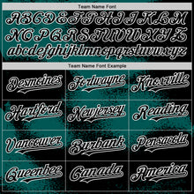 Загрузить изображение в средство просмотра галереи, Custom Black Midnight Green-White Abstract Color Blocks Fragment 3D Pattern Design Bomber Full-Snap Varsity Letterman Hoodie Jacket
