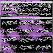 Загрузить изображение в средство просмотра галереи, Custom Black Medium Purple-White Abstract Color Blocks Fragment 3D Pattern Design Bomber Full-Snap Varsity Letterman Hoodie Jacket
