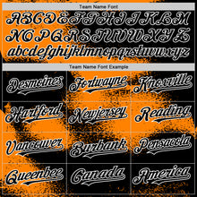 Загрузить изображение в средство просмотра галереи, Custom Black Bay Orange-White Abstract Color Blocks Fragment 3D Pattern Design Bomber Full-Snap Varsity Letterman Hoodie Jacket
