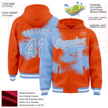 Загрузить изображение в средство просмотра галереи, Custom Orange Light Blue-White Abstract Color Blocks Fragment 3D Pattern Design Bomber Full-Snap Varsity Letterman Hoodie Jacket
