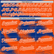 Загрузить изображение в средство просмотра галереи, Custom Orange Royal-White Abstract Color Blocks Fragment 3D Pattern Design Bomber Full-Snap Varsity Letterman Hoodie Jacket
