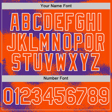 Загрузить изображение в средство просмотра галереи, Custom Orange Purple-White Abstract Color Blocks Fragment 3D Pattern Design Bomber Full-Snap Varsity Letterman Hoodie Jacket
