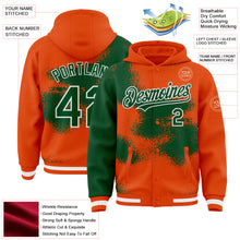 Загрузить изображение в средство просмотра галереи, Custom Orange Green-White Abstract Color Blocks Fragment 3D Pattern Design Bomber Full-Snap Varsity Letterman Hoodie Jacket

