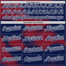 Загрузить изображение в средство просмотра галереи, Custom Navy Crimson-White Abstract Color Blocks Fragment 3D Pattern Design Bomber Full-Snap Varsity Letterman Hoodie Jacket
