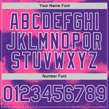 Загрузить изображение в средство просмотра галереи, Custom Purple Pink-White Abstract Color Blocks Fragment 3D Pattern Design Bomber Full-Snap Varsity Letterman Hoodie Jacket
