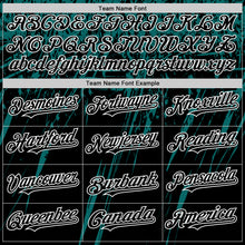 Загрузить изображение в средство просмотра галереи, Custom Black Teal-White Splash 3D Pattern Design Bomber Full-Snap Varsity Letterman Hoodie Jacket
