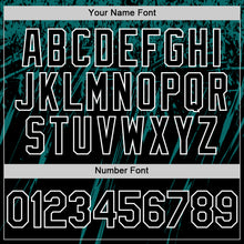 Загрузить изображение в средство просмотра галереи, Custom Black Teal-White Splash 3D Pattern Design Bomber Full-Snap Varsity Letterman Hoodie Jacket
