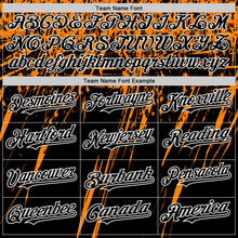 Загрузить изображение в средство просмотра галереи, Custom Black Bay Orange-White Splash 3D Pattern Design Bomber Full-Snap Varsity Letterman Hoodie Jacket
