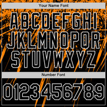 Загрузить изображение в средство просмотра галереи, Custom Black Bay Orange-White Splash 3D Pattern Design Bomber Full-Snap Varsity Letterman Hoodie Jacket
