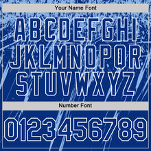 Загрузить изображение в средство просмотра галереи, Custom Royal Light Blue-White Splash 3D Pattern Design Bomber Full-Snap Varsity Letterman Hoodie Jacket
