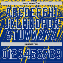 Загрузить изображение в средство просмотра галереи, Custom Royal Yellow-White Splash 3D Pattern Design Bomber Full-Snap Varsity Letterman Hoodie Jacket
