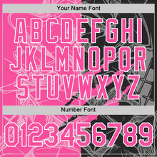 Загрузить изображение в средство просмотра галереи, Custom Graffiti Pattern Pink Black-White Scratch Bomber Full-Snap Varsity Letterman Hoodie Jacket
