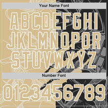 Загрузить изображение в средство просмотра галереи, Custom Graffiti Pattern Vegas Gold Black-White Scratch Bomber Full-Snap Varsity Letterman Hoodie Jacket
