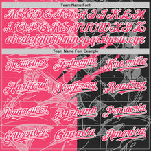 Загрузить изображение в средство просмотра галереи, Custom Graffiti Pattern Neon Pink Black-White Scratch Bomber Full-Snap Varsity Letterman Hoodie Jacket
