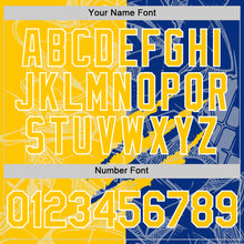 Загрузить изображение в средство просмотра галереи, Custom Graffiti Pattern Yellow Royal-White Scratch Bomber Full-Snap Varsity Letterman Hoodie Jacket
