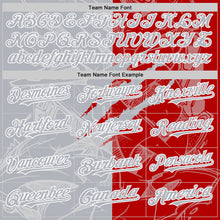 Загрузить изображение в средство просмотра галереи, Custom Graffiti Pattern Gray Red-White Scratch Bomber Full-Snap Varsity Letterman Hoodie Jacket
